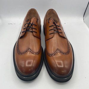 Brown Oxfords Patent Leather Lace up Flats Vintage Shoes